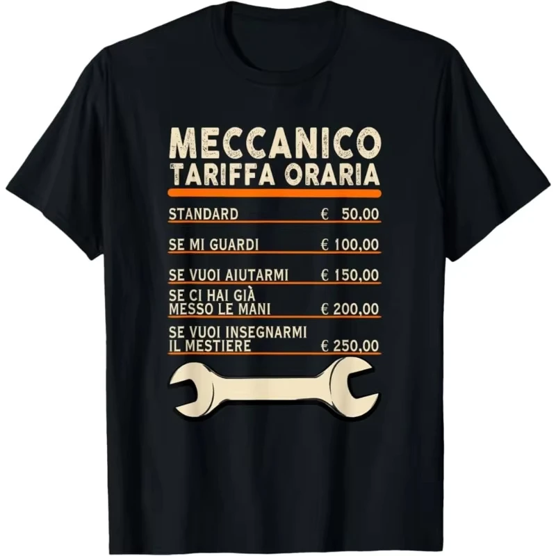 Funny Mechanic Hourly Rate Meme Men Women Cotton Tee Oversized Summer Spring Novelty Graphic Short Sleeve T-Shirt