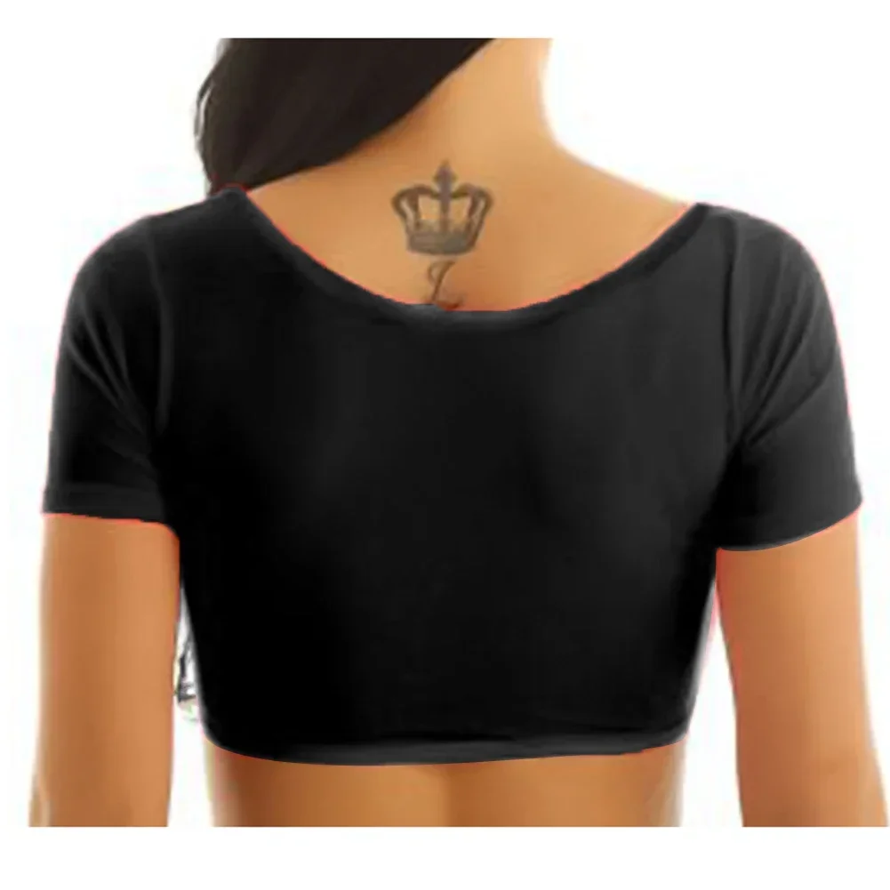 Womens Sexy T-shirts Soft See Through Crop Top Open Bust Short Sleeves T-Shirt Causal Y2k Clothes Elastic Tops Woman Clothing