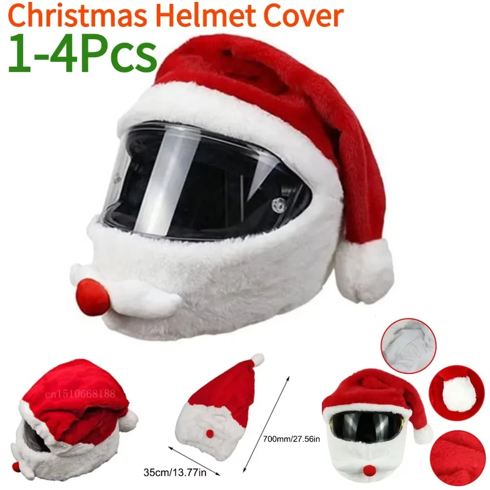 

Universal Santa Claus Helmet Cover Plush Christmas Hat for Motorcycle Helmet Happy Party Supplies Xmas Cosplay Accessoories