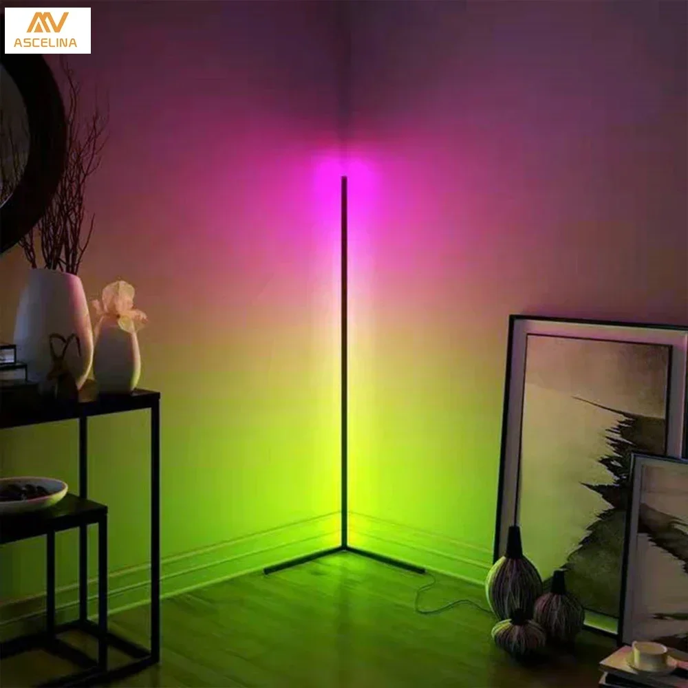 

Modern Floor Lamp LED Modern RGB Vertical Remote Control Nordic ins style Sofa Wall Corner Bedroom Bedside Lamp Ambient Lamp