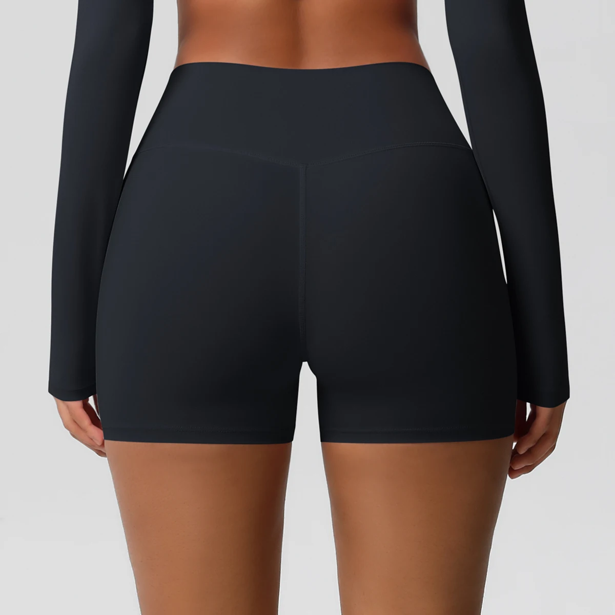 Damen-Sportshorts, Yoga-Shorts, nacktes Gefühl, hohe Taille, Yoga-Shorts, Push-Up, Fitness-Leggings, Bauchkontrolle, Yoga, schmale Shorts – Detail 8