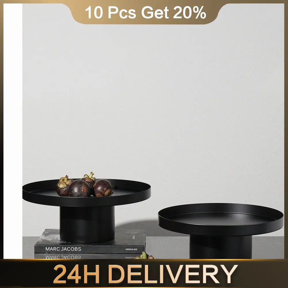 Round Black White Decorative Tray Plastic For Food Snacks Cake Dessert Buffet Presentation Tray Snack Storage Boxes Serving Tray