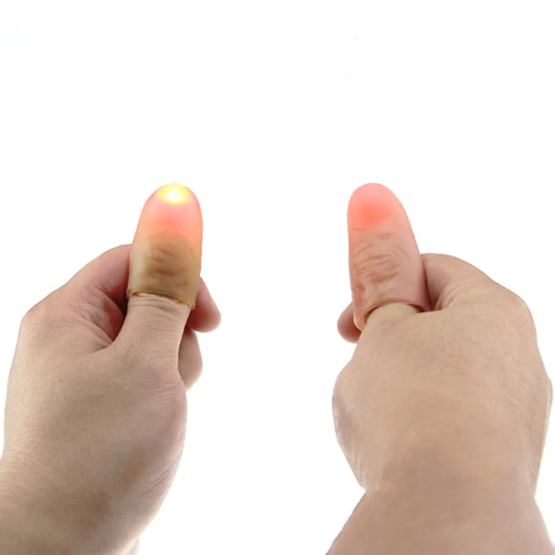 1 Pair Creative Magic Thumb Tip LED Light Magic Trick Finger Lights for Props Red Light