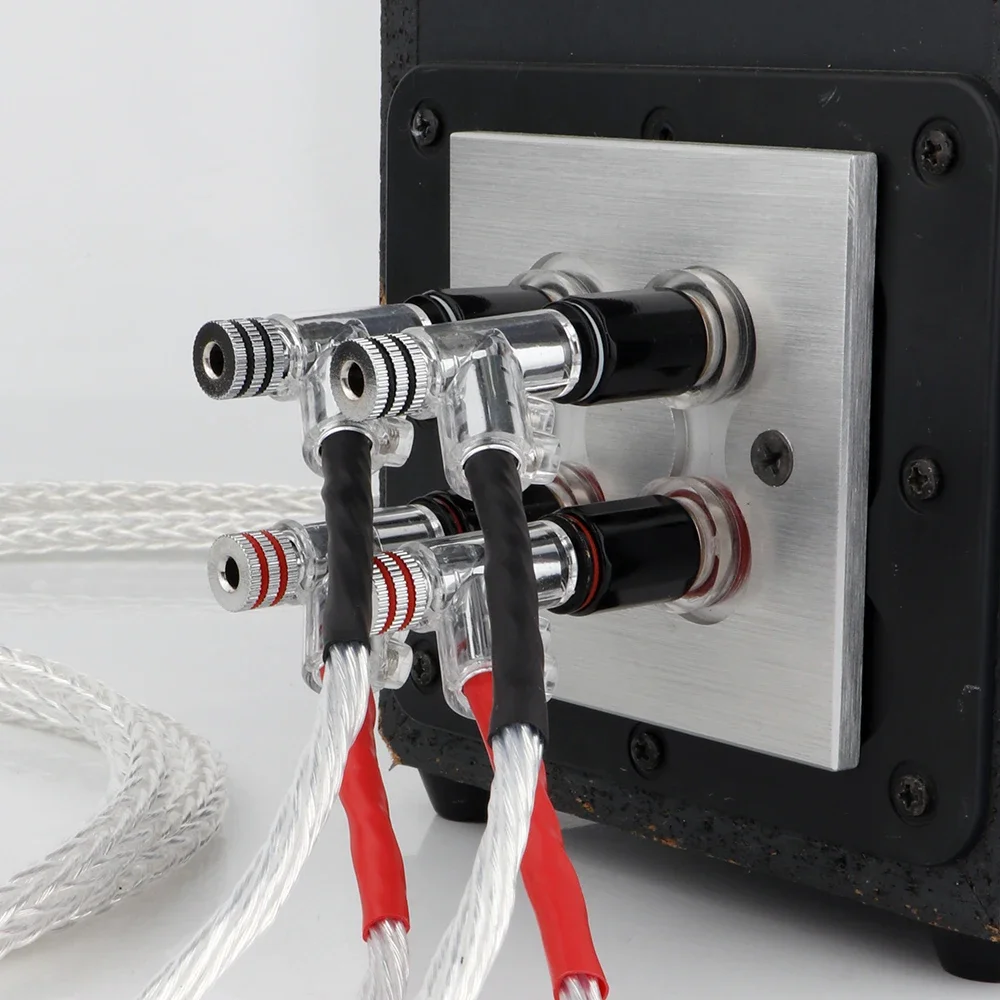 

Preffair HI-End 8AG silver Plated HIFI LoudSpeaker Cables with Rhodium Locking Banana plugs 1 Pair for Speakers/Subwoofers/Amp