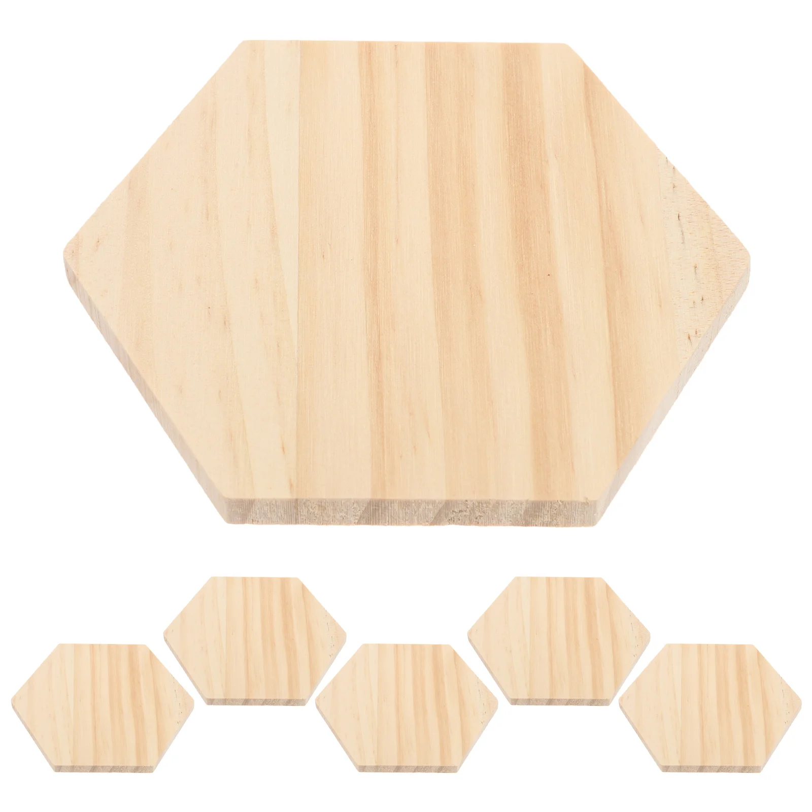 

6pcs Hexagon DIY Coaster Blanks Unique Shape Unfinished Cup Pads Wood Drink Coasters for Crafts Office Home Cup