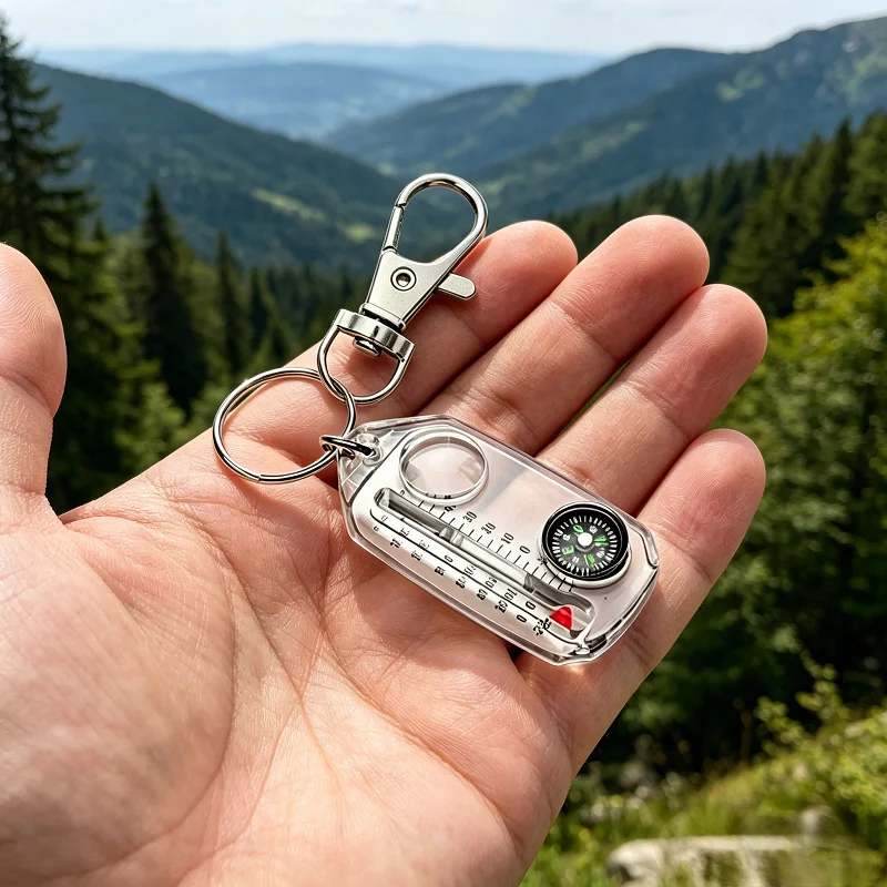 Termómetro Portátil para Exteriores, con Brújula, Escala Dual Fahrenheit/Celsius Integrada, Sin Batería, Apto para Senderismo y Camping