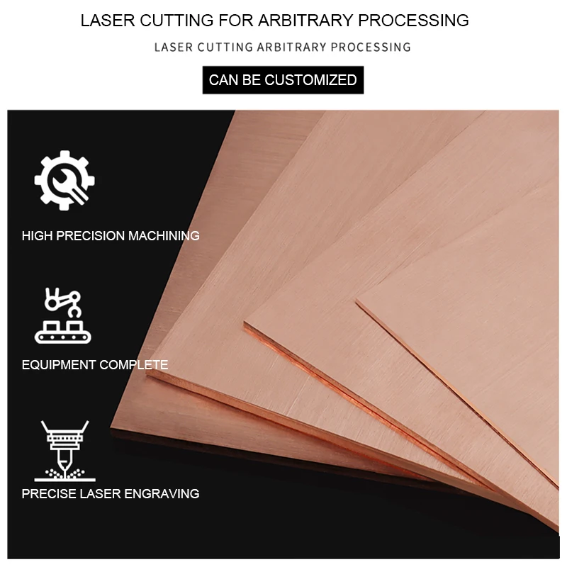 1/2/4Pcs Thick 1.5/2/2.5/3/4/5/6mm T2 Copper Plate Pure Copper Sheet Conductive Oven Heat Dissipation DIY Material Thin Sheet