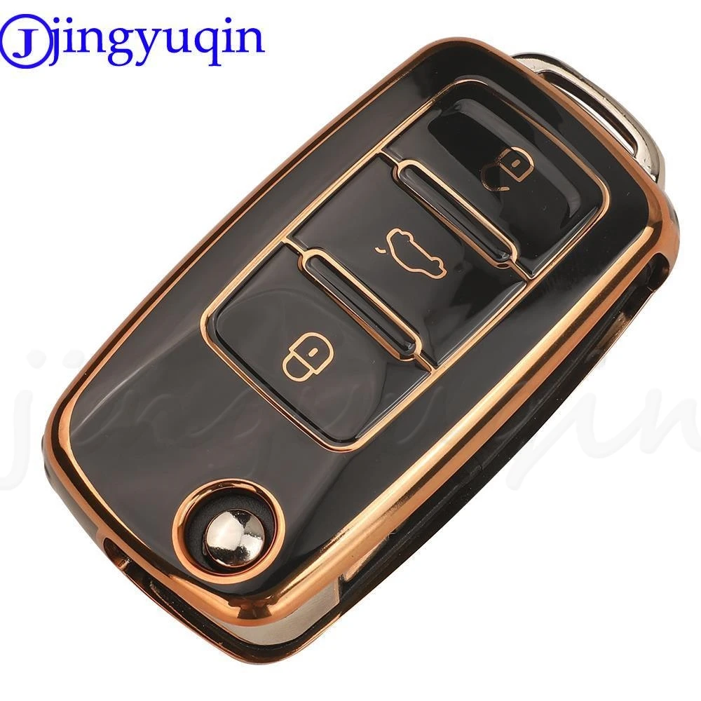 jingyuqin 10pcs New Arrival TPU Car Flip Key Cover For VW Polo Golf Passat Tiguan Beetle Caddy Eos Skoda Octavia Seat Leon Altea