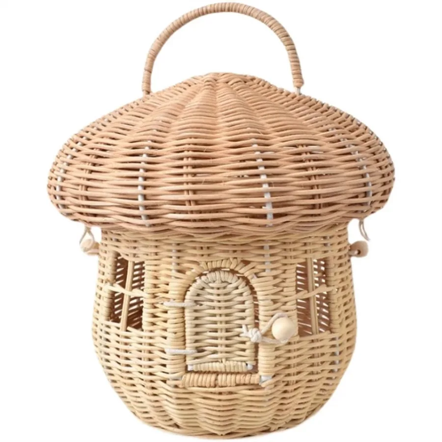 Borsa a cesto di funghi in Rattan di moda borse da donna tessute in vimini di design borsa di paglia da spiaggia estiva adorabile borse per le