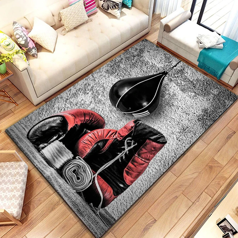 3D Boxing Gloves Boxer Fight Area Rug Large,Carpet Rug for Living Room Bedroom Sofa Doormat Decoration,kids Non-slip Floor Mat