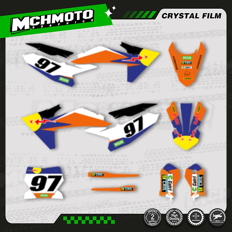 

MCHMFG полный набор графических фоновых наклеек, наборы наклеек для KTM SX65 2024 2025 2026, номер, имя на заказ