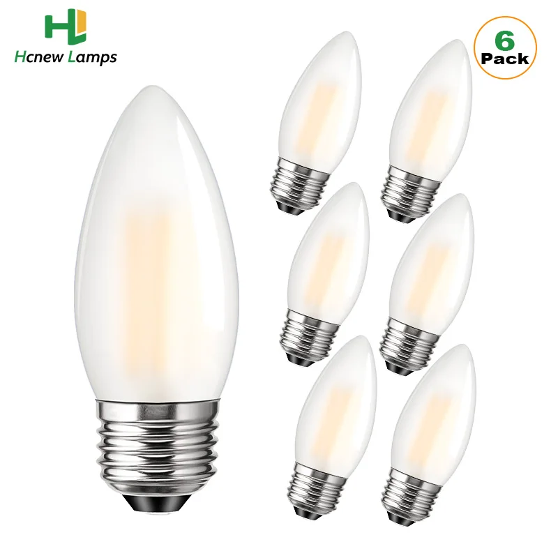 

Frosted LED Candelabra Light Bulbs E27 Medium Base 4W 2700K Dimmable LED Decorative Candle Light Bulb for Chandelier Ceiling Fan
