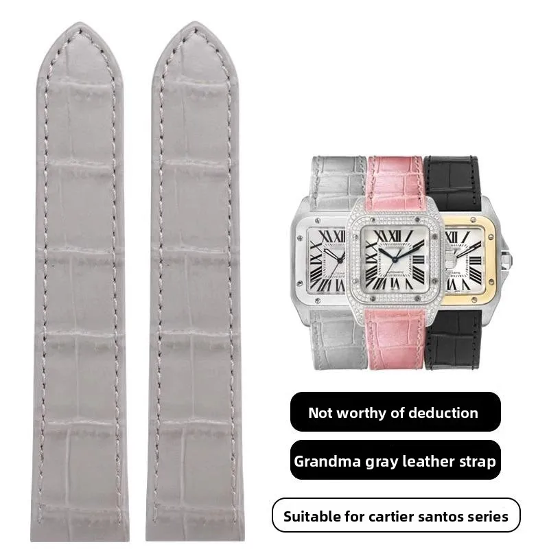 20mm High Quality Genuine Leather Watch Strap For Cartier Watchband Santos 100 Series Men's And Women Folding Buckle