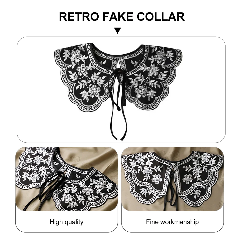 Fake Collar Costume Accessory Clothes Decoration Shawl Wraps for Women False Floral Blended Miss Blouse