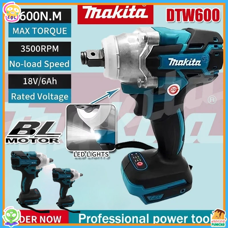 

Makita Brushless Electric Wrench Impact Wrench DTW600 Cordless Auto Repair Power Tools High Torque Rechargeable Tool