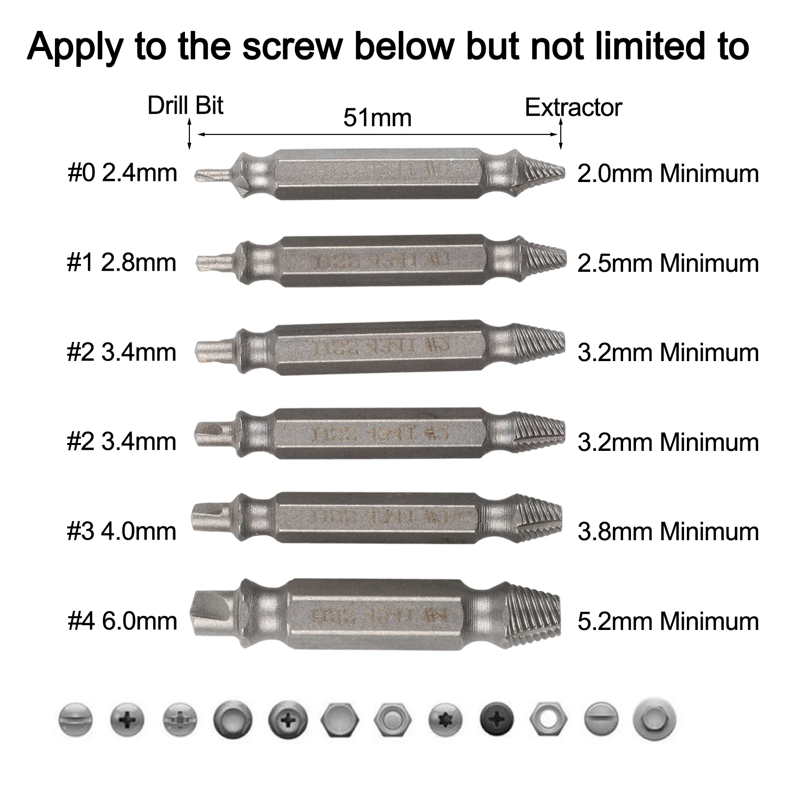 Reliable Broken Screw Extractor Kit Easy Removal and Extraction of Rusty or Damaged Screws Double Headed Design