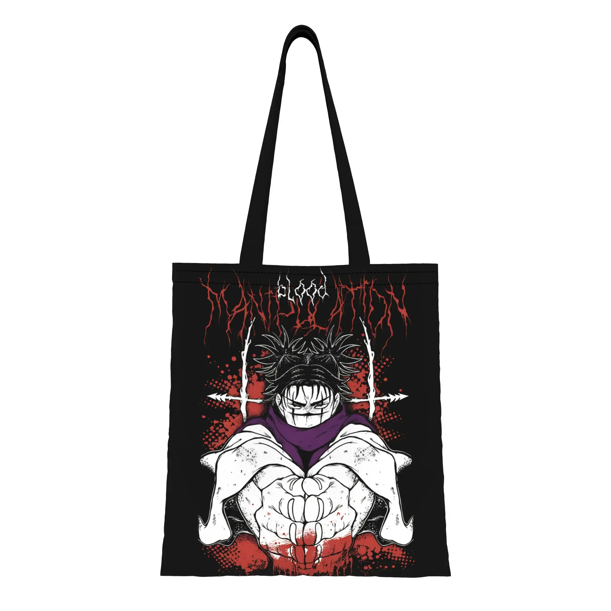 1PC Large Capacity Choso Cursed Blood Manipulation Anime Jujutsu Kaisen Canvas Tote Bag Foldable Chic Pattern No Closed Design