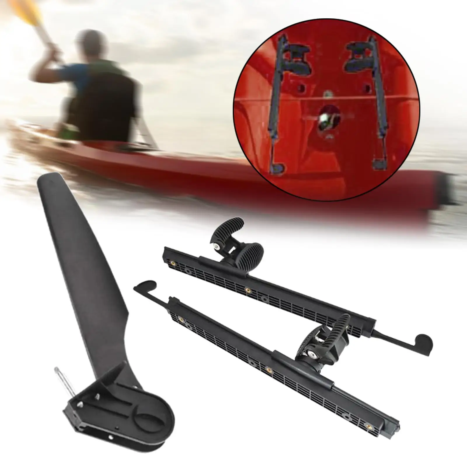 Kayak Rudder with Foot Brace Pedals Fixation Direction Control for Sea Kayaks Canoe Sailing Boat Angling Boat Marine Accessories