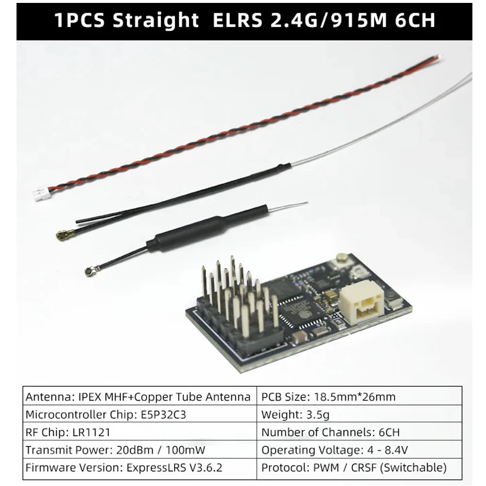 CYCLONE ELRS 2.4G/915M Dual Band Ontvanger 100mW 6CH PWM/CRSF RX voor RC FPV Drone, vaste vleugel, auto, boot, quadcopter