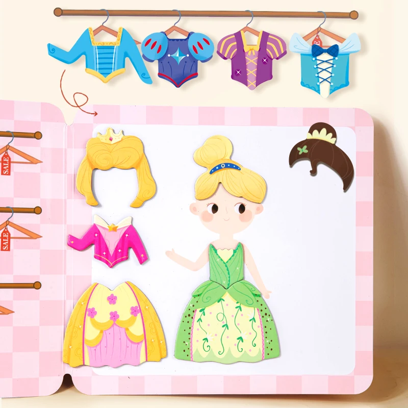 Montessori Magnetic Dress-Up Jigsaw Puzzle Wooden Toy for Children Educational Cognition Game Parent-Child Interactive Learning