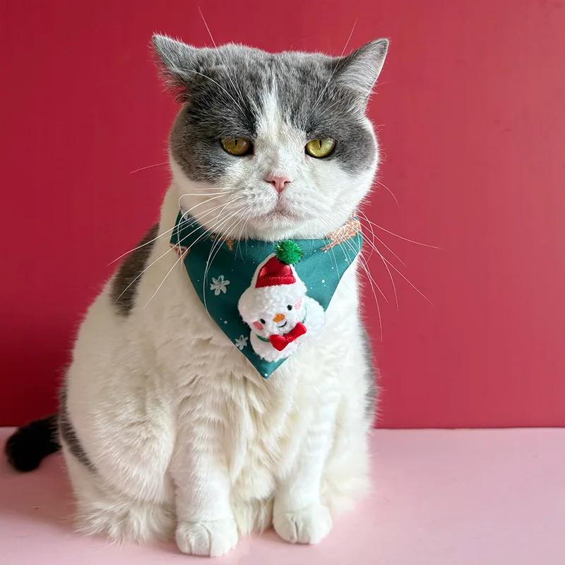 Christmas Pet Triangle Collar Cute Cat Accessories Dog Collar Red Elk