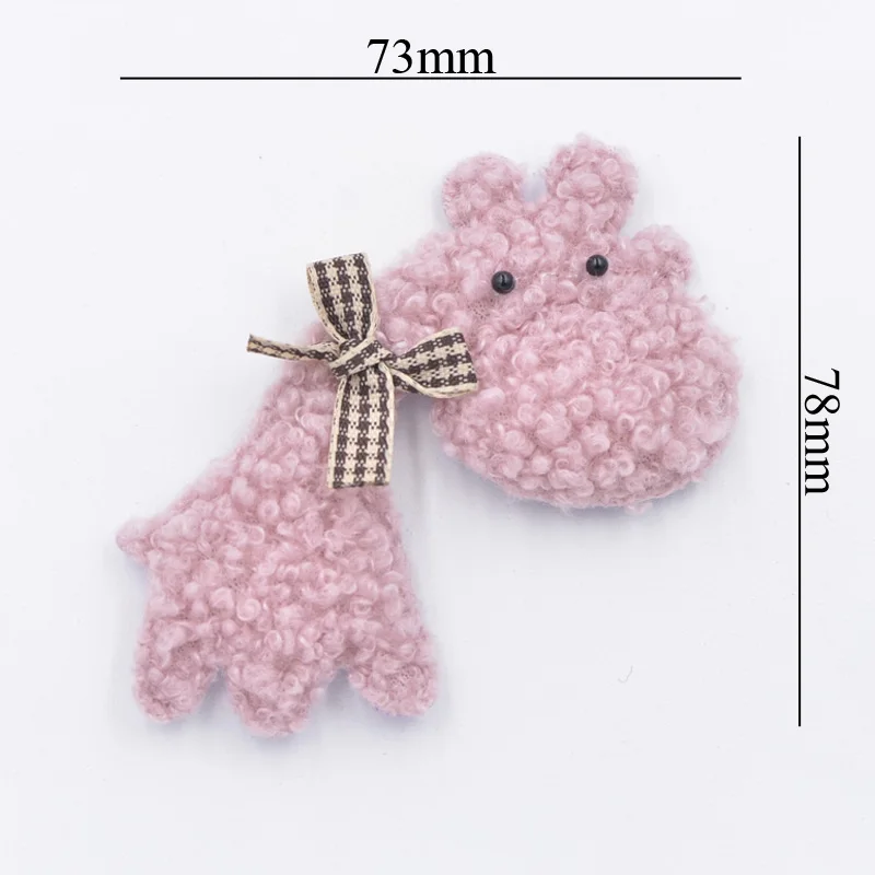 Upscale Teddy Plush Padded Patches Bow Rhinestone Stick-on Kawaii Hippo Appliques for Hat Clothes Leggings Sewing Supplies