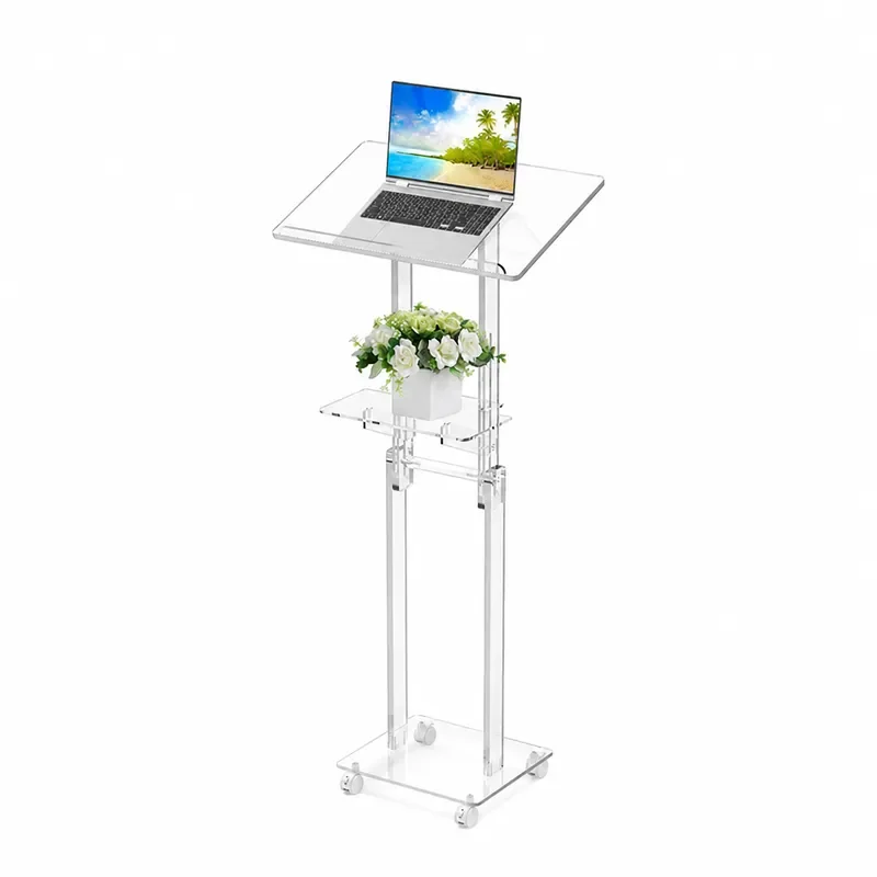 Acrylic Transparent Podium Adjustable Presiding Table for Teaching Lecture Church Wedding