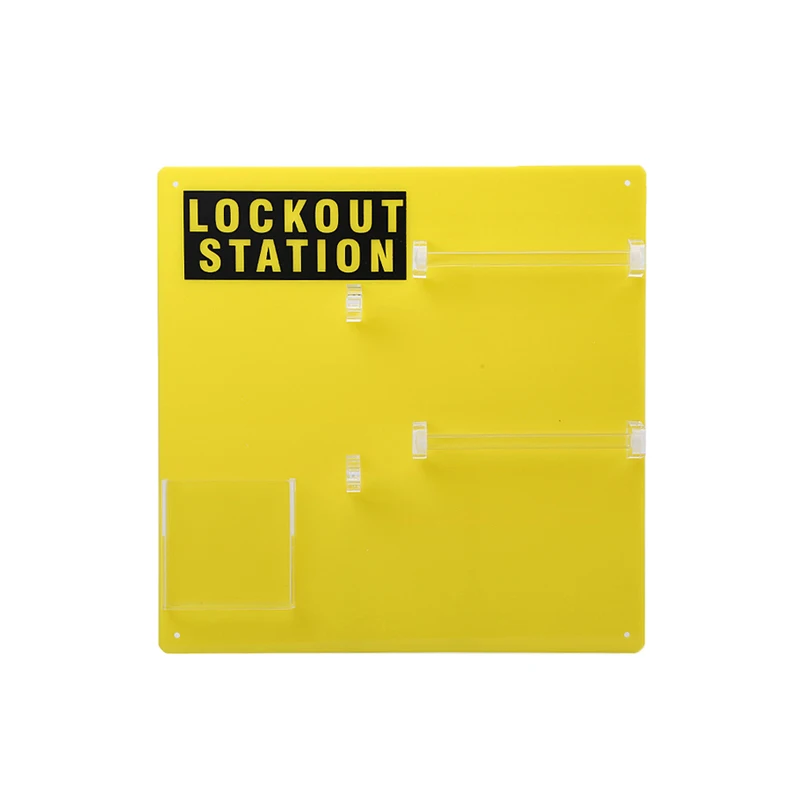 Wall Mounted Lockout Station Clear Open Type Yellow 10-lock Hanging Board with Case Unfilled Appliance Tools Storage No Cover