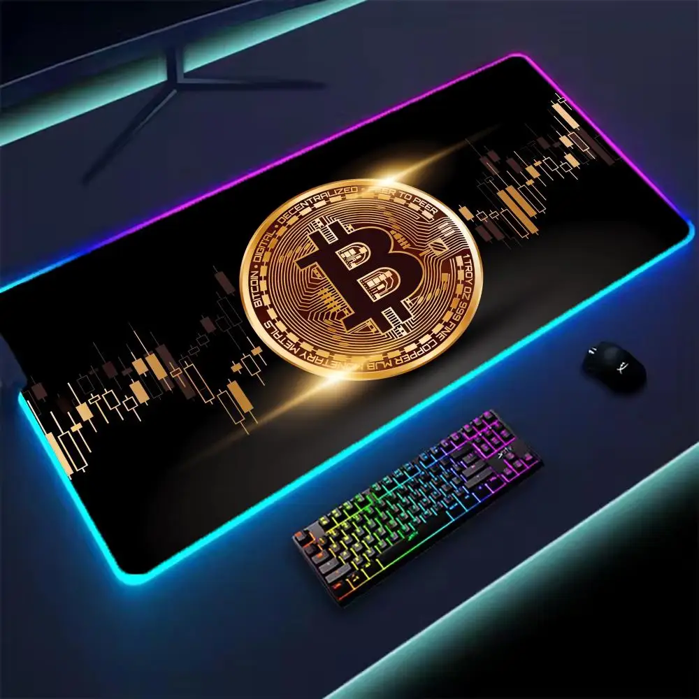 

RGB игровые ноутбуки биткойн коврик для мыши аниме ковер Mause настольный коврик с подсветкой коврик для мыши светодиодный люминесцентный коврик для компьютерного шкафа ПК