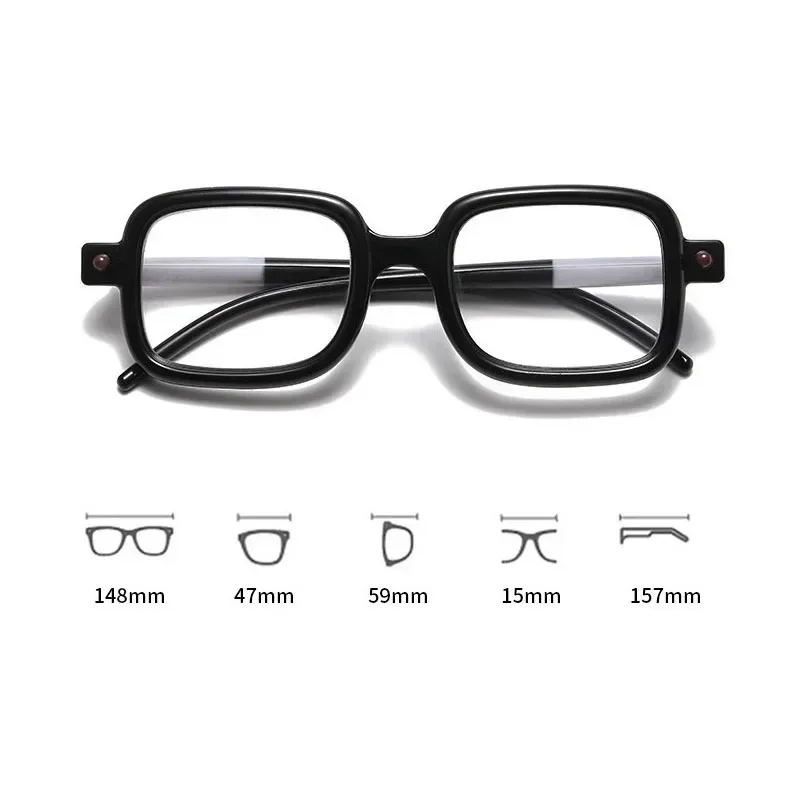 Frauen Männer Trendy Presbyopie Lesebrille Unisex Mode Anti-blau Weit Sicht Brillen Vintage Quadratischen Rahmen Plus Dioptrien – Detail 1