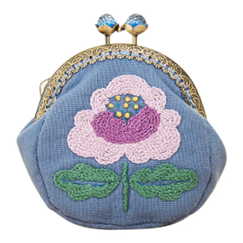 Handmade DIY Flowers Bird Embroidered Clutch Coin Purse Wallet Mobile Phone Bags Kit Embroidered for Wallet Crafts