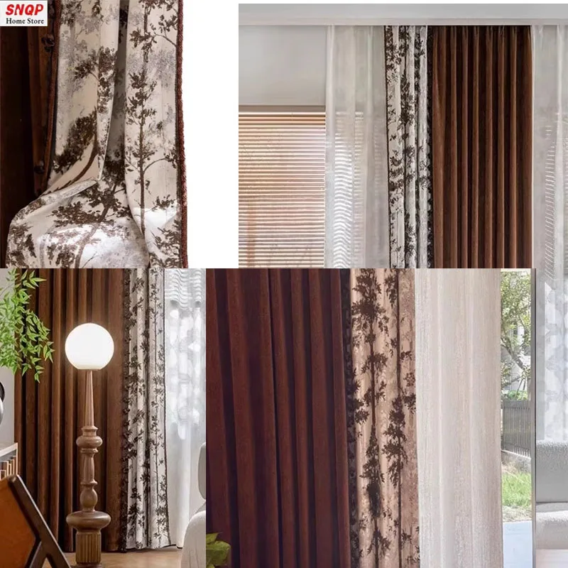 

Custom Size French Retro Curtains for Living Room Bedroom New Medieval Style American Light Luxury High-end Chenille Blackout