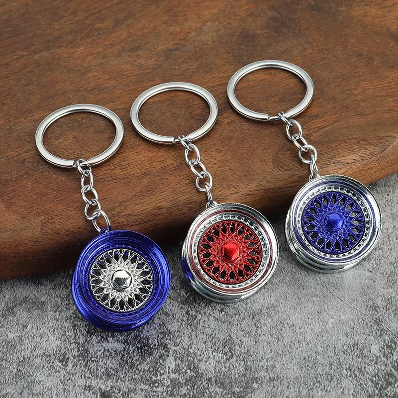 JDM Hot Wheel Rim Keychain 3D Keyring Creative Accessories Racing Wheels Auto Part Model Key Chains for Car Lovers Pendant Gift