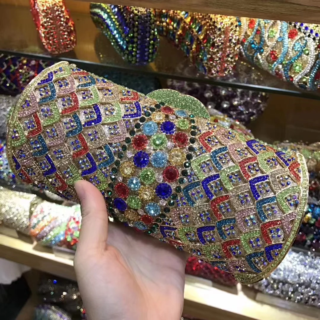 

XIYUAN Women Stones Purple Clutch Purse Lady Evening Bags and Handbags Wedding Party Rhinestone Clutches Bags Minaudiere Bag