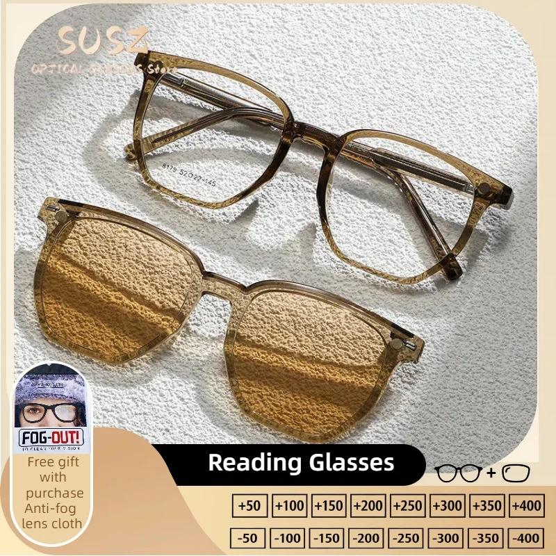 

SUSZ Multi-purpose Clip-ons Polarized Sunglasses Women Optical Anti Blue Ray Myopia Progressive Prescription Eyeglasses