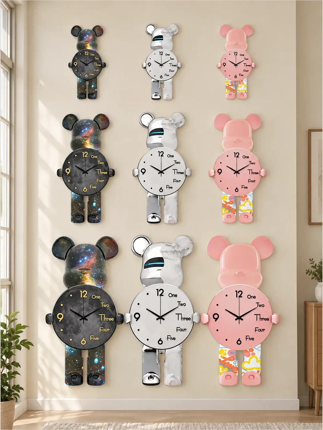40 60 80cm Character Silhouette Wall Clock Battery Not Included Decorative Timepiece for Living Room Bedroom Office Wall Decor