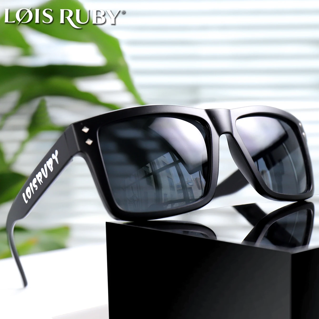 LOISRUBY Markenmode-Sonnenbrille für Damen und Herren, lässige quadratische Sonnenbrille mit UV-Schutz für Outdoor-Sportarten, Angeln, Radfahren