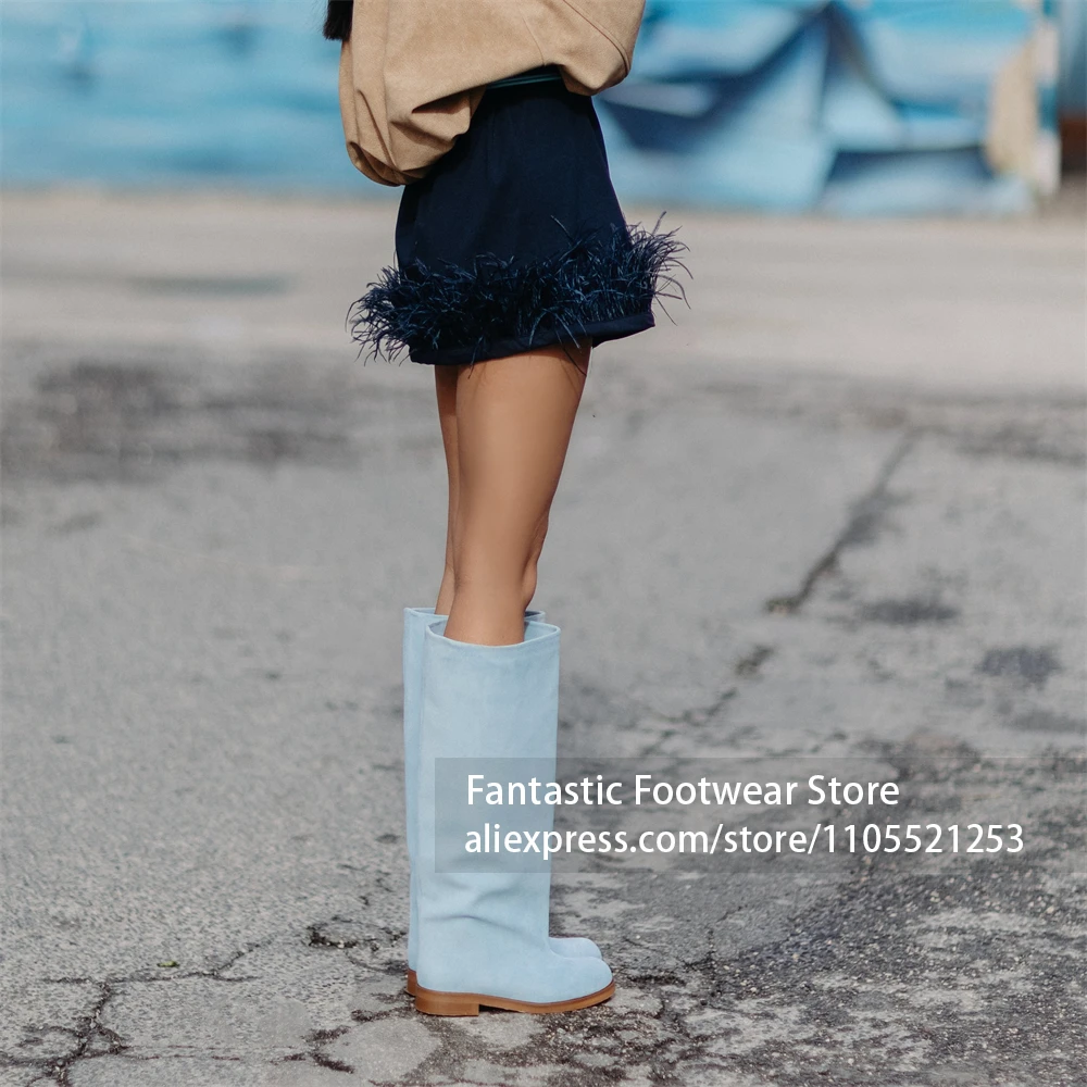 Slip On Design with Wide Shaft Boots Pebbled Faux Leather Upper Casual Leather Knee High Boot Cozy Winter Layering Footwear Boot