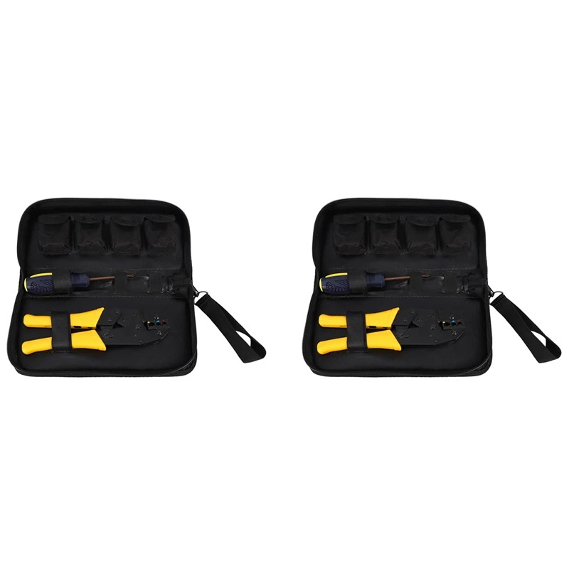 

2X Wire Crimper Set Decrustation Engineering Ratchet Terminal Crimping Plier With Screwdriver 8 Spare Terminals