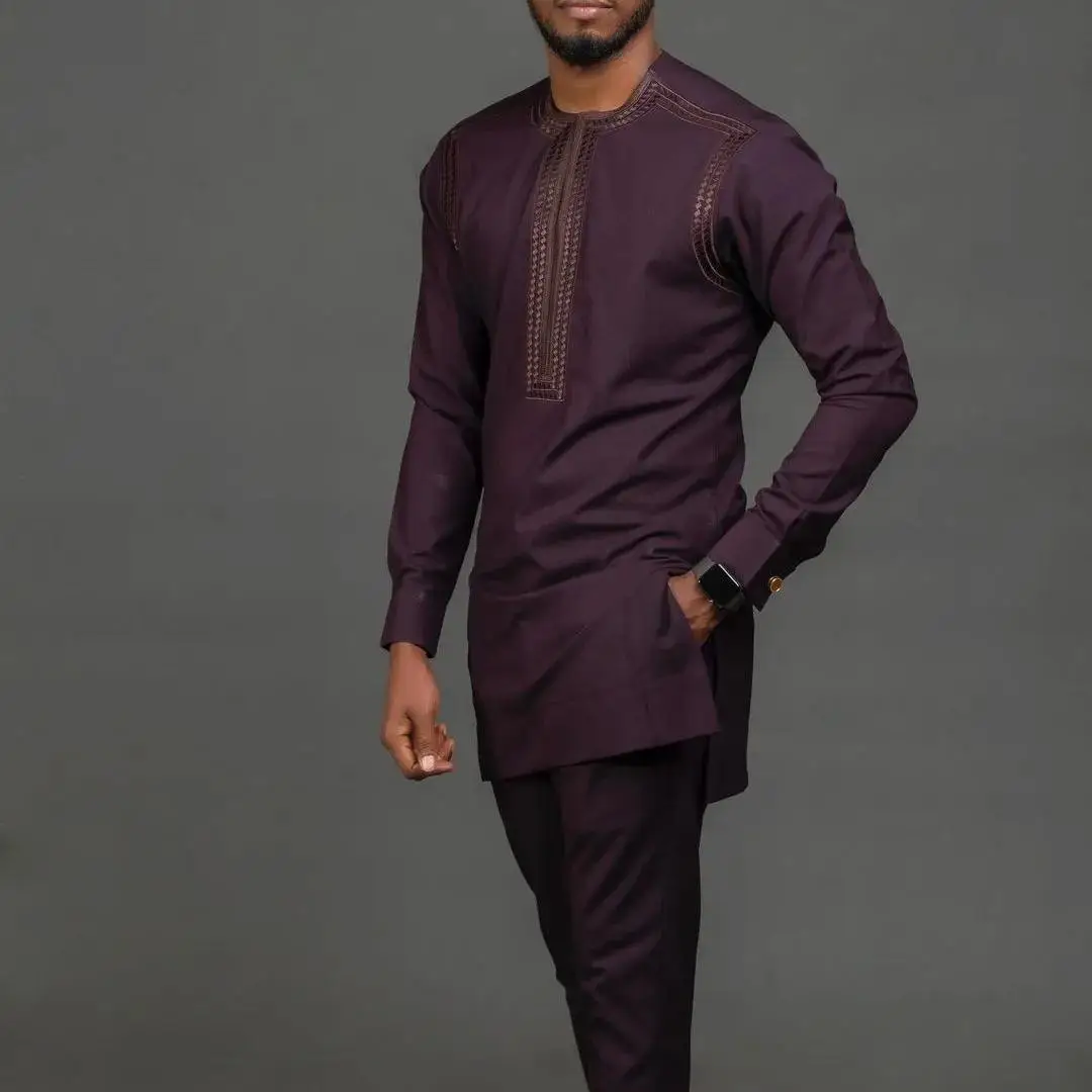 2024 new African traditional men\'s suit elegant and slim fit travel men\'s two-piece set high-end embroidery wedding men\'s suit