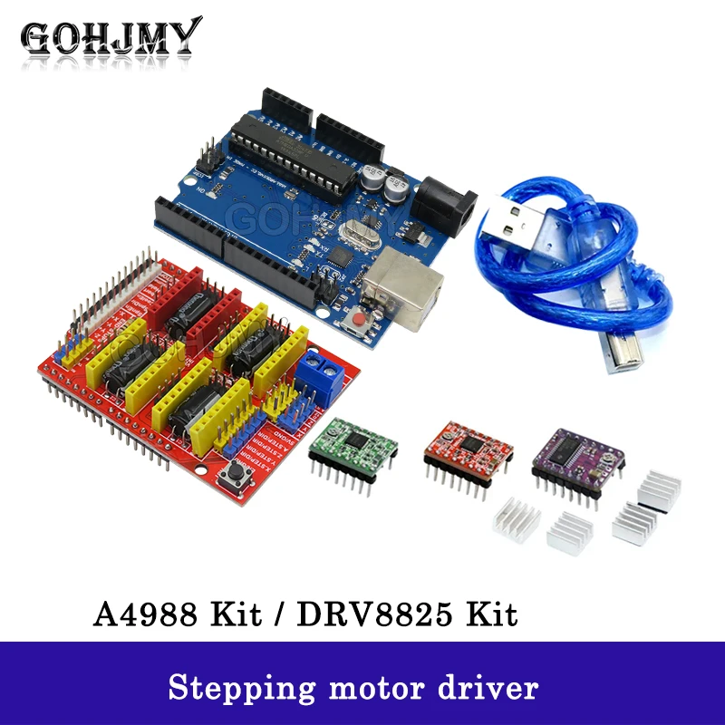 CNC Shield V3 engraving machine 3D Printe + 4pcs A4988 / DRV8825 driver expansion board for Arduino + UNO R3 with 30cm USB cable