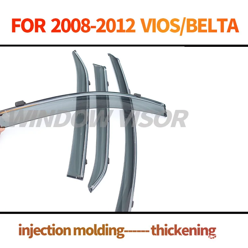 For VIOS Belta 2008-2013 Window Visors Rain Sun Guard Vent Wind Deflector Weathershield Moulding Trim Cars Accessories