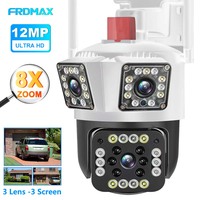 WiFi IP Camera 12MP 6K Three Lens 8X Zoom Surveillance Camera AI Tracking Security Protection Outdoor Security Camera CCTV Cam