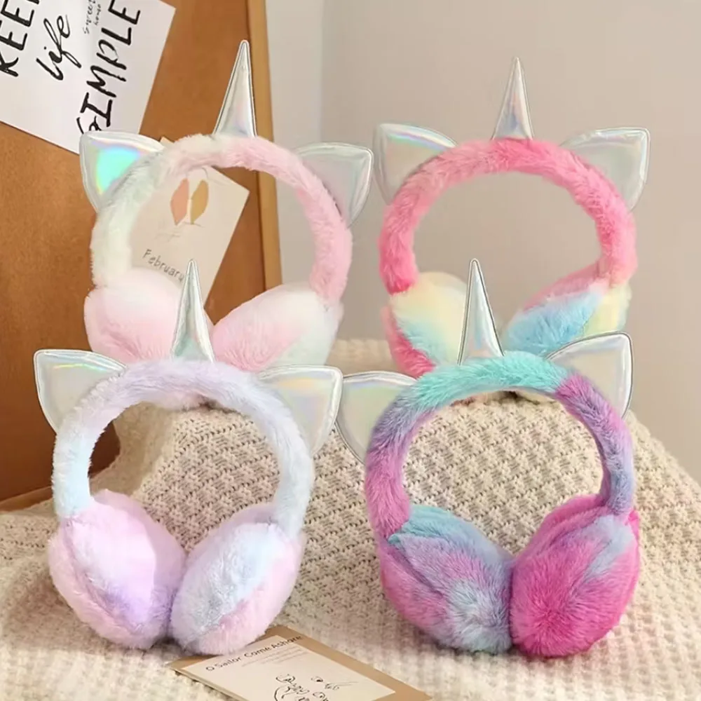 2-6Y الاطفال الشتاء تدفئة الأذن لينة أفخم يونيكورن الأذن يفشل الباستيل الطقس البارد حماية الأذن للفتيات والفتيان حفلة عيد ميلاد
