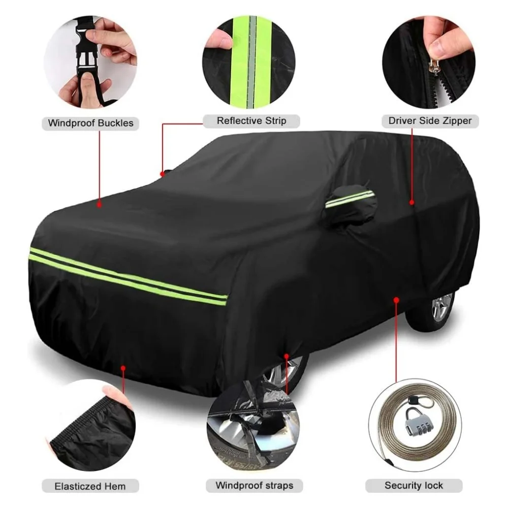 210T Waterproof Car Cover Custom Fit for Jaguar F-PACE 2016-2025 All Weather With Zipper Door Snow Rain Dust Hail Protection