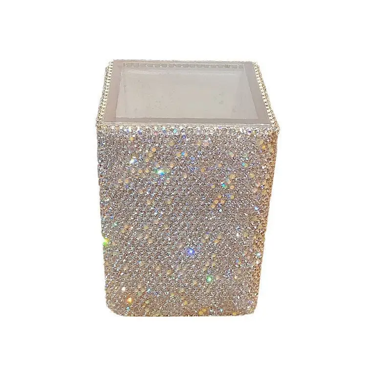 Diamond-embellished Box, High Aesthetic Value, Large Capacity, Multifunctional Rhinestone Makeup Brush Holder, High-end Dressing