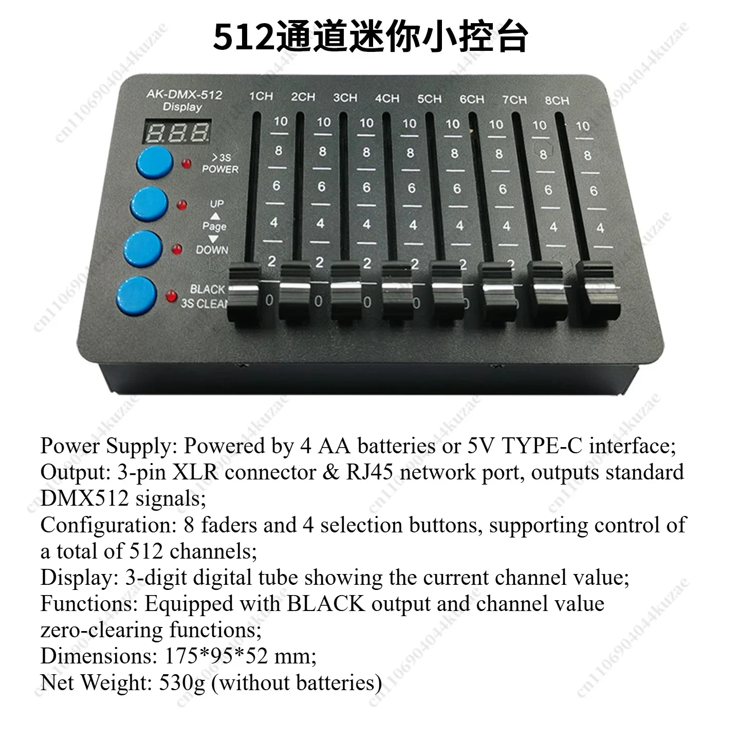 Portable Handheld DMX Stage Light Controller, 512 Channel Dimming Control Console for Stage Lighting Debugging & Testing