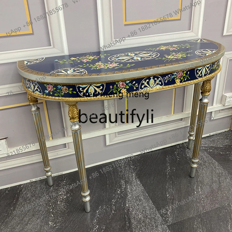 

Q178 entrance table, home storage end-view table, French-style painted entrance table, American-style corridor against the wall