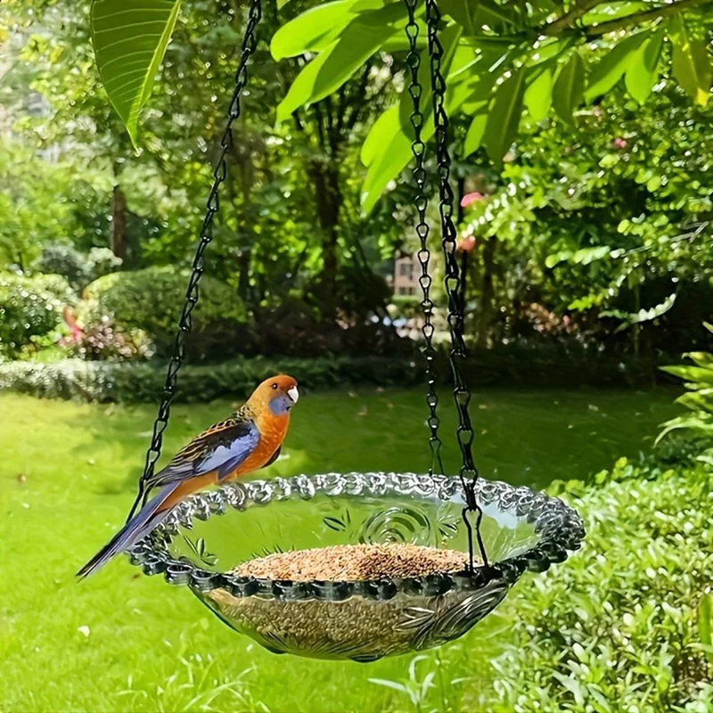 ABLU-2PCS Mangiatoia per uccelli sospesa per esterni Decorazione da giardino Vassoio da bagno per uccelli Abbeveratoio per animali domestici per forniture per animali domestici per uccelli