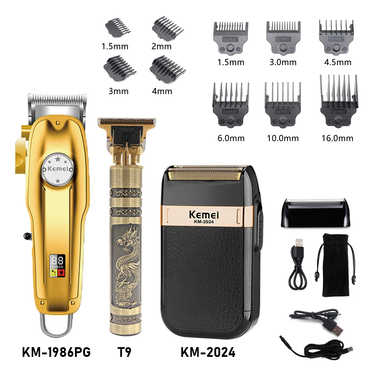 Kemei KM-2024 Profesyonel erkek Tıraş Makinesi USB Şarj Elektrikli